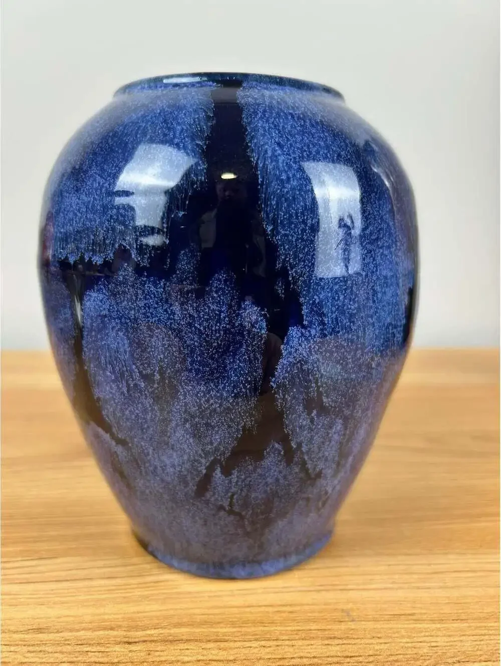 Brush-McCoy Art Pottery 1920s Blue Onyx Glazed Art Pottery Vase 6 1/4